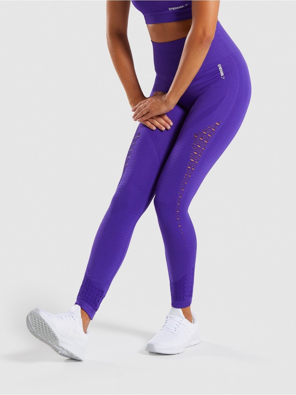 Gymshark Energy+ Purple Seamless High-Waist Leggings with Laser Cut Detail